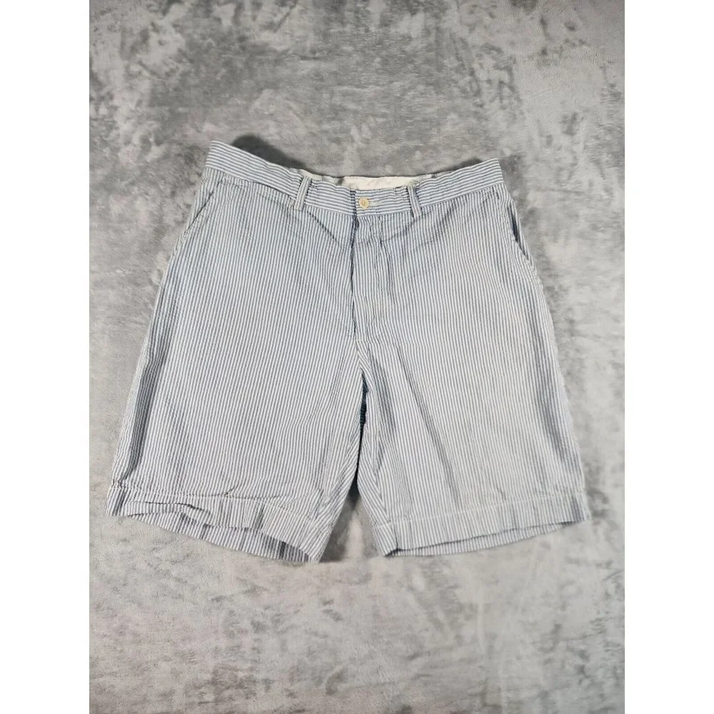Polo Ralph Lauren‎ Seersucker Shorts Men's 35 Blue White Stripe Golf